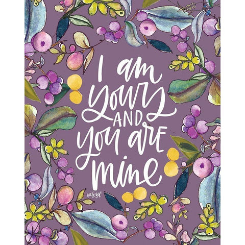 I Am Yours - Purple White Modern Wood Framed Art Print by Wieners, Valerie