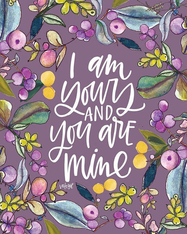 I Am Yours - Purple White Modern Wood Framed Art Print with Double Matting by Wieners, Valerie