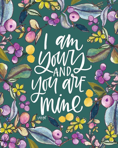 I Am Yours - Blue White Modern Wood Framed Art Print with Double Matting by Wieners, Valerie