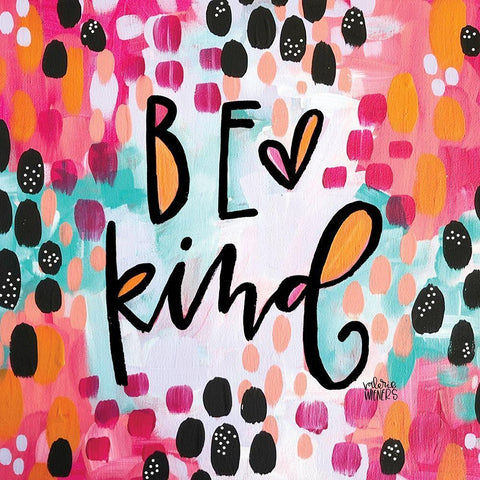 Be Kind White Modern Wood Framed Art Print with Double Matting by Wieners, Valerie