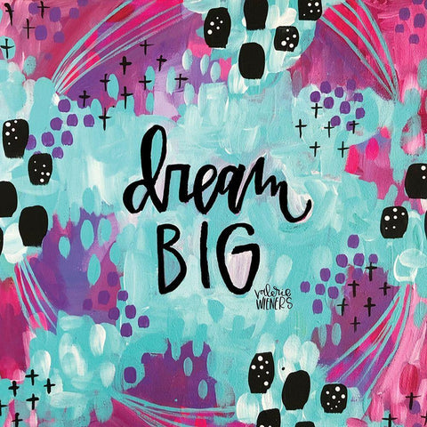 Dream Big Pink Black Ornate Wood Framed Art Print with Double Matting by Wieners, Valerie