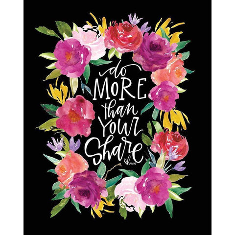Do More Floral Black Modern Wood Framed Art Print by Wieners, Valerie