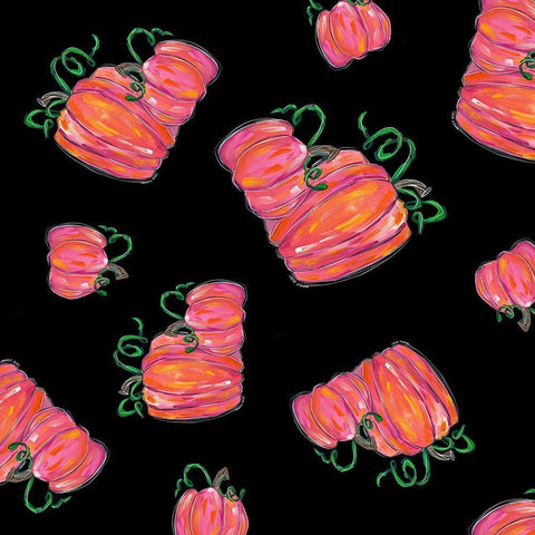 Pumpkin Repeat White Modern Wood Framed Art Print with Double Matting by Wieners, Valerie