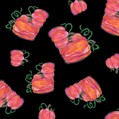 Pumpkin Repeat Black Modern Wood Framed Art Print with Double Matting by Wieners, Valerie