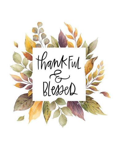 Thankful and Blessed Black Ornate Wood Framed Art Print with Double Matting by Wieners, Valerie