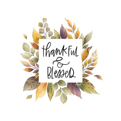 Thankful and Blessed Black Modern Wood Framed Art Print with Double Matting by Wieners, Valerie