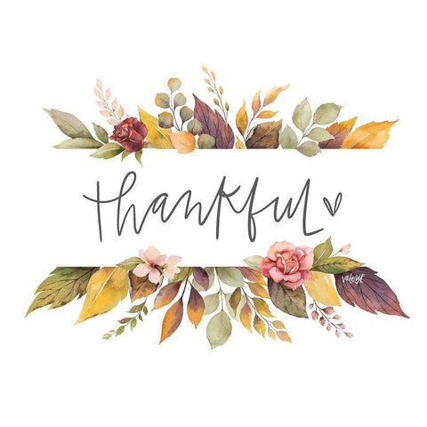 Thankful Banner White Modern Wood Framed Art Print by Wieners, Valerie