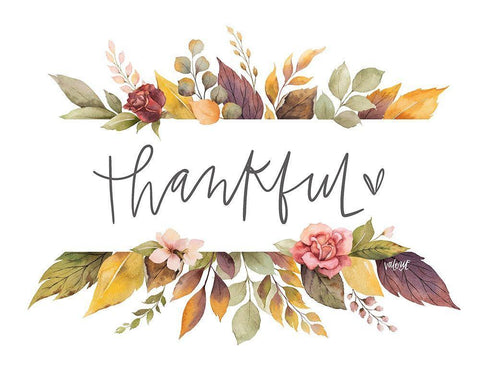 Thankful Banner White Modern Wood Framed Art Print with Double Matting by Wieners, Valerie