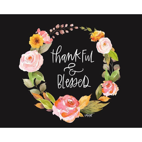 Thankful and Blessed Black Modern Wood Framed Art Print with Double Matting by Wieners, Valerie