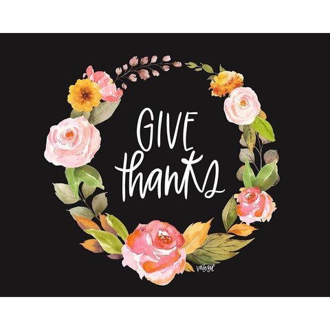 Give Thanks White Modern Wood Framed Art Print by Wieners, Valerie