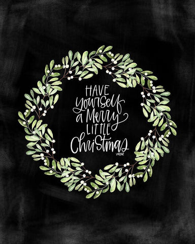 Merry Christmas Black Ornate Wood Framed Art Print with Double Matting by Wieners, Valerie