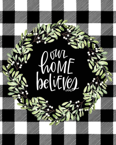 Our Home Believes White Modern Wood Framed Art Print with Double Matting by Wieners, Valerie