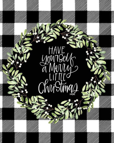 Merry Christmas Black Ornate Wood Framed Art Print with Double Matting by Wieners, Valerie