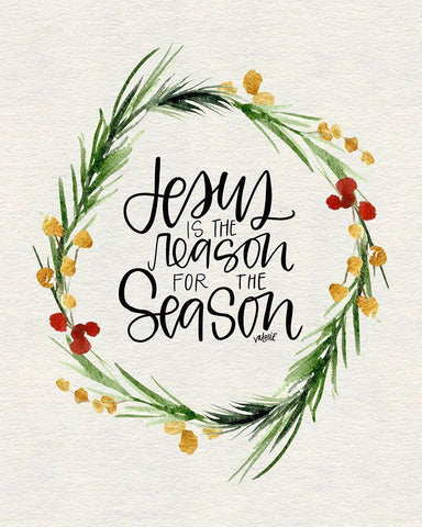 Jesus Wreath White Modern Wood Framed Art Print with Double Matting by Wieners, Valerie