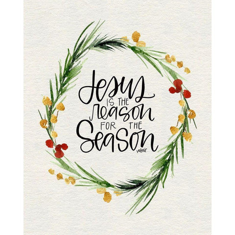 Jesus Wreath Black Modern Wood Framed Art Print by Wieners, Valerie