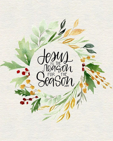 Jesus Wreath II White Modern Wood Framed Art Print with Double Matting by Wieners, Valerie