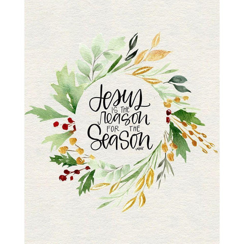 Jesus Wreath II Black Modern Wood Framed Art Print by Wieners, Valerie