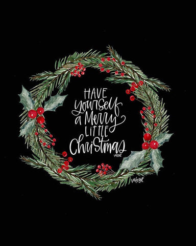 Merry Little Christmas White Modern Wood Framed Art Print with Double Matting by Wieners, Valerie