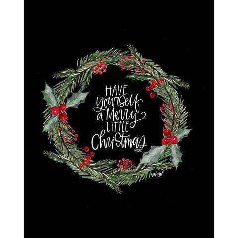 Merry Little Christmas Black Modern Wood Framed Art Print by Wieners, Valerie