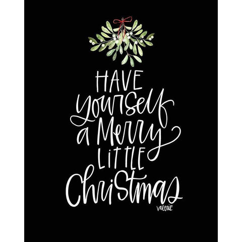 Merry Christmas Mistletoe Black Modern Wood Framed Art Print with Double Matting by Wieners, Valerie