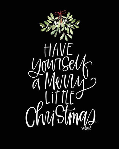 Merry Christmas Mistletoe Black Ornate Wood Framed Art Print with Double Matting by Wieners, Valerie