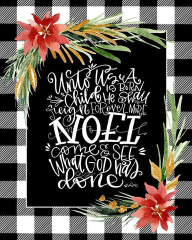 Unto Us a Child Black Ornate Wood Framed Art Print with Double Matting by Wieners, Valerie