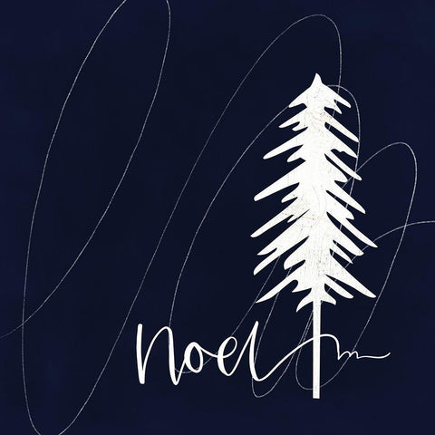 Noel Tree White Modern Wood Framed Art Print with Double Matting by Wieners, Valerie