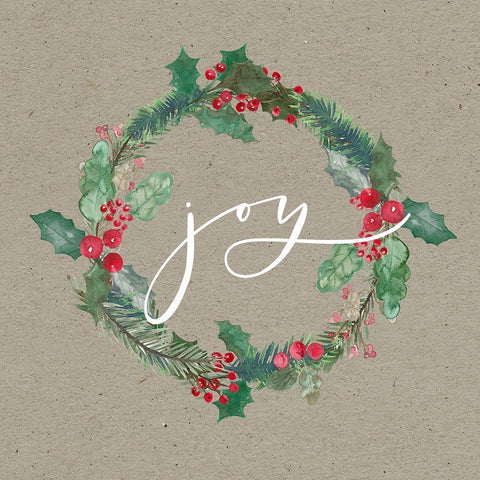 Joy Wreath White Modern Wood Framed Art Print by Wieners, Valerie