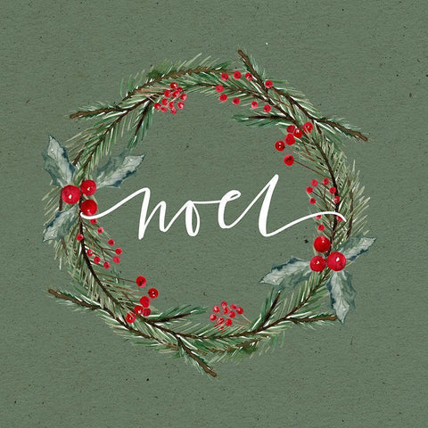Noel Wreath Black Modern Wood Framed Art Print by Wieners, Valerie