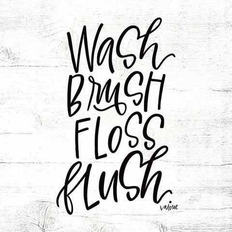 Wash Brush Floss Flush Black Modern Wood Framed Art Print by Wieners, Valerie