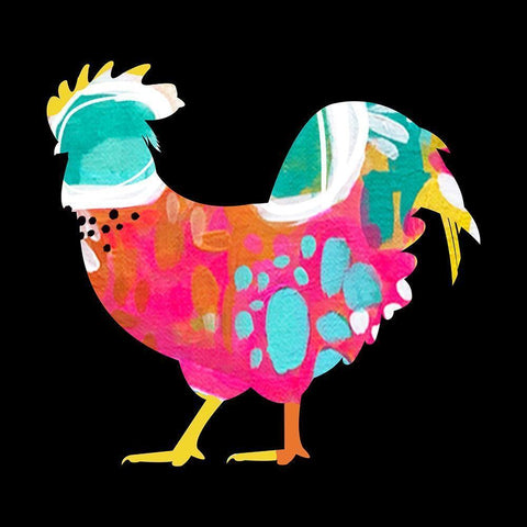 Rooster III Black Modern Wood Framed Art Print with Double Matting by Wieners, Valerie