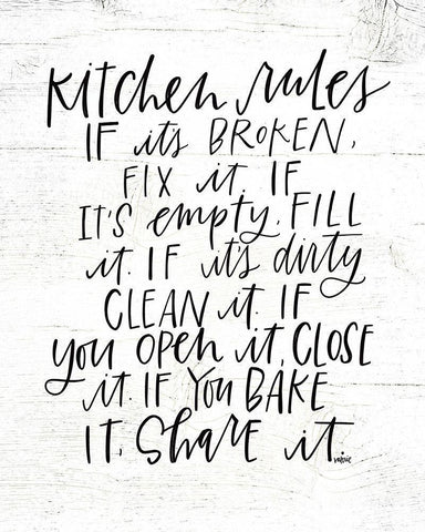 Kitchen Rules Black Ornate Wood Framed Art Print with Double Matting by Wieners, Valerie