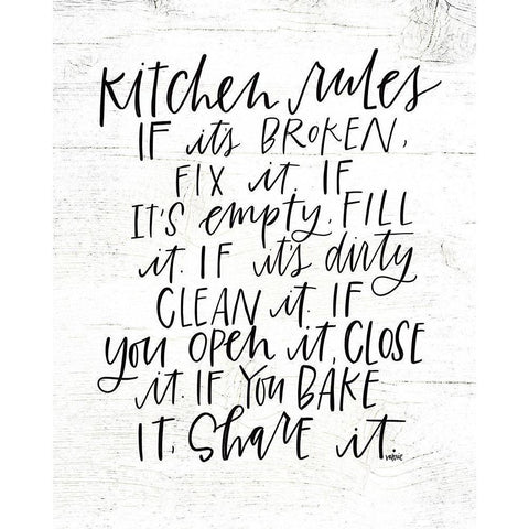 Kitchen Rules Black Modern Wood Framed Art Print by Wieners, Valerie