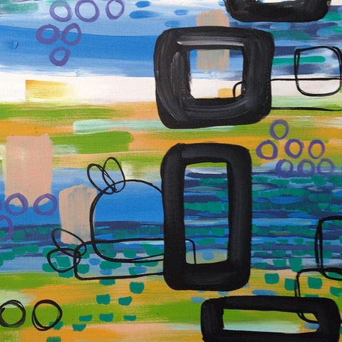 Abstract II Black Modern Wood Framed Art Print with Double Matting by Wieners, Valerie