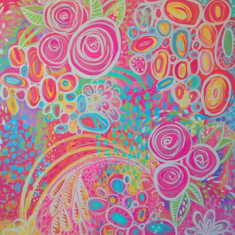 Florals White Modern Wood Framed Art Print with Double Matting by Wieners, Valerie