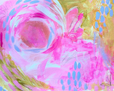 Pink White Modern Wood Framed Art Print with Double Matting by Wieners, Valerie