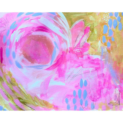 Pink White Modern Wood Framed Art Print by Wieners, Valerie