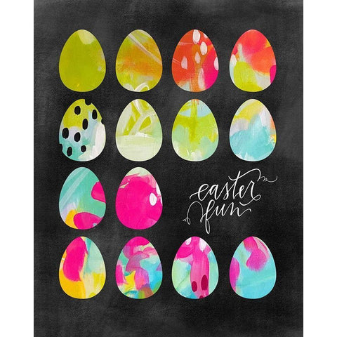 Easter Fun Black Modern Wood Framed Art Print with Double Matting by Wieners, Valerie