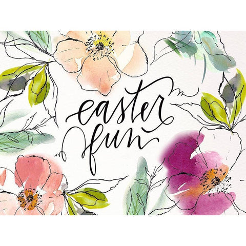 Easter Fun Floral Black Modern Wood Framed Art Print with Double Matting by Wieners, Valerie