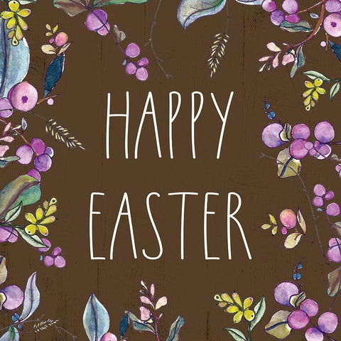 Happy Easter Gold Ornate Wood Framed Art Print with Double Matting by Wieners, Valerie