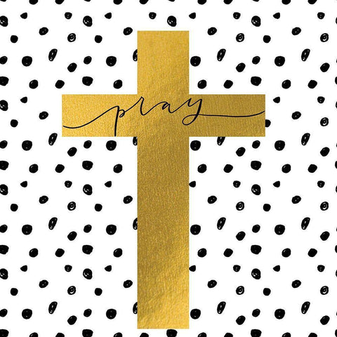 Pray Cross White Modern Wood Framed Art Print with Double Matting by Wieners, Valerie