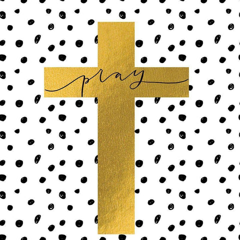 Pray Cross Black Modern Wood Framed Art Print with Double Matting by Wieners, Valerie