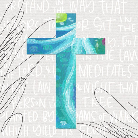 Blue Cross Gold Ornate Wood Framed Art Print with Double Matting by Wieners, Valerie