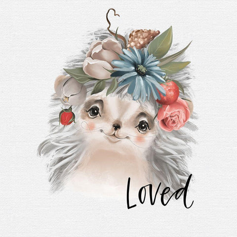 Loved Hedgehog Black Modern Wood Framed Art Print by Wieners, Valerie