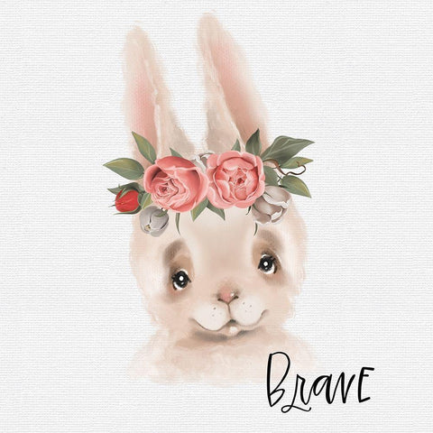 Brave Rabbit White Modern Wood Framed Art Print with Double Matting by Wieners, Valerie