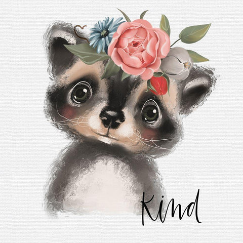 Kind Raccoon Black Ornate Wood Framed Art Print with Double Matting by Wieners, Valerie
