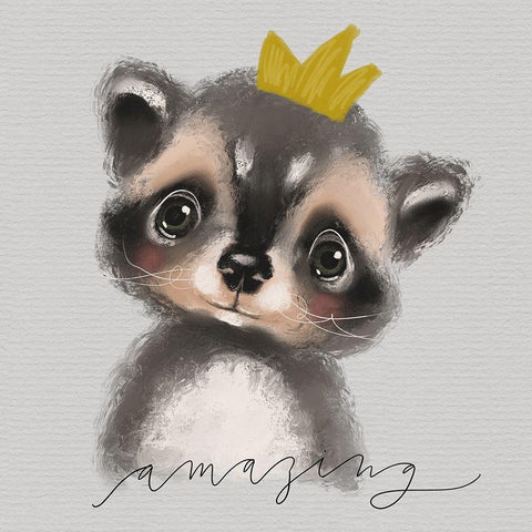 Amazing Raccoon Gold Ornate Wood Framed Art Print with Double Matting by Wieners, Valerie