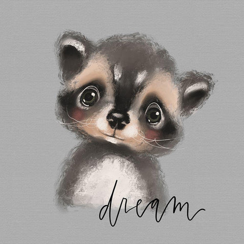 Dream Raccoon Black Modern Wood Framed Art Print with Double Matting by Wieners, Valerie