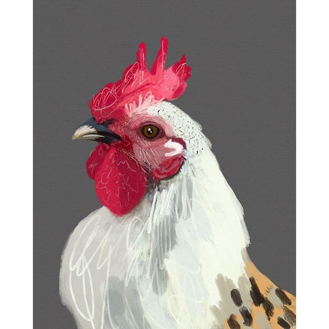 Rooster Black Modern Wood Framed Art Print by Wieners, Valerie