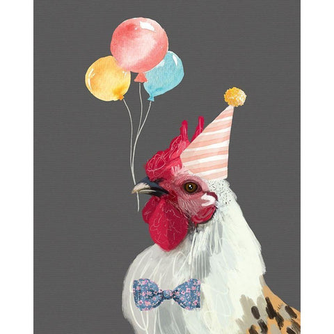 Rooster Bday White Modern Wood Framed Art Print by Wieners, Valerie